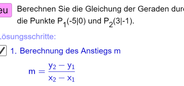 Geradengleichung aus zwei Punkten berechnen (Ma 8)