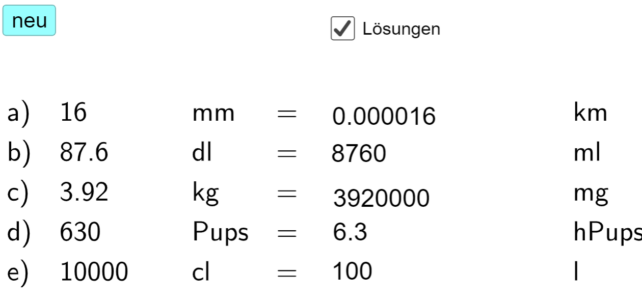 Umrechnungen (Ma 4)