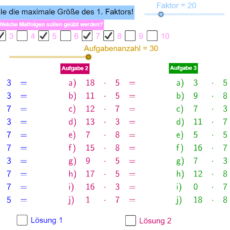 Übungsserien Multiplikation (Grundschule)