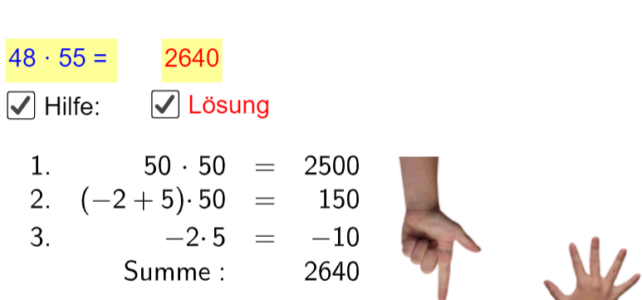 Kopfrechnen: Fingermultiplikation zweistelliger Zahlen