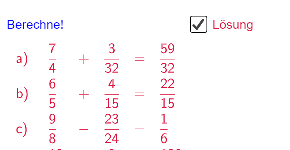 Ü Addieren und Subtrahieren von Brüchen (Ma 6)