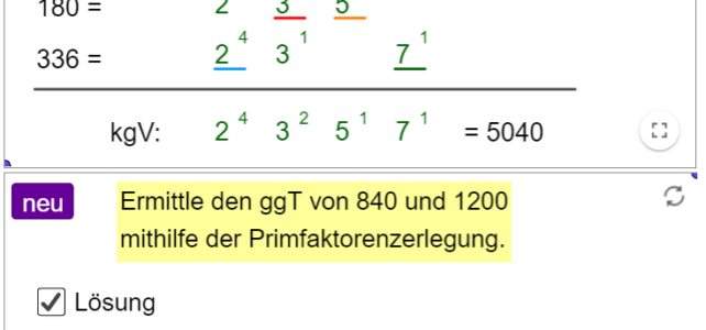 kgV und ggT ermitteln (Ma 6)