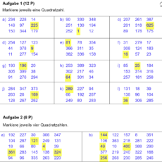 Mustertest Quadratzahlen (Ma 8)