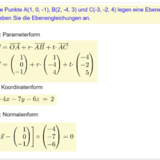 Ebenengleichung aus drei Punkten ermitteln (Ma 13)