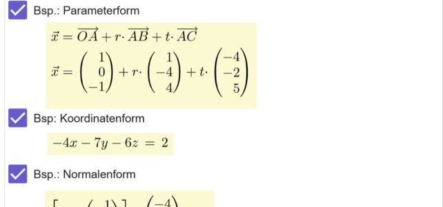 Ebenengleichung aus drei Punkten ermitteln (Ma 13)